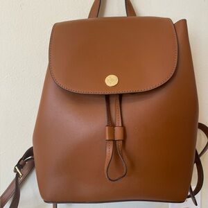 Lauren Ralph Lauren Tan Leather Backpack Purse